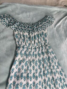Club Monaco White Maxi Dress with Blue Floral Print - excellent used condition